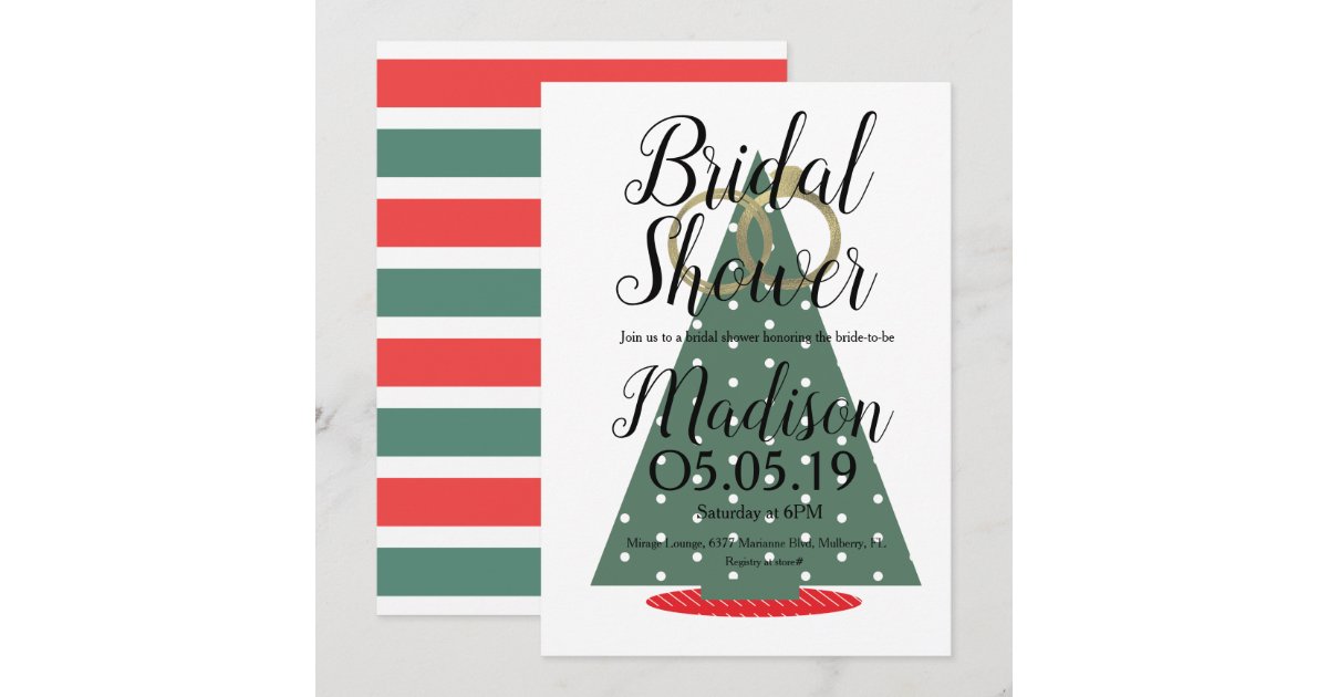 Christmas Tree Foil Rings Bridal Shower Invitation | Zazzle