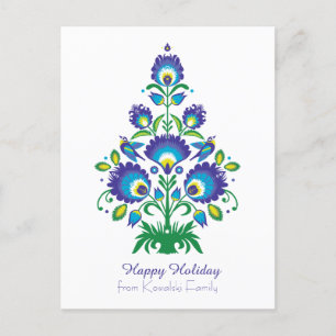 🎄Christmas tree - folklore [blue and green ]  Holiday Postcard