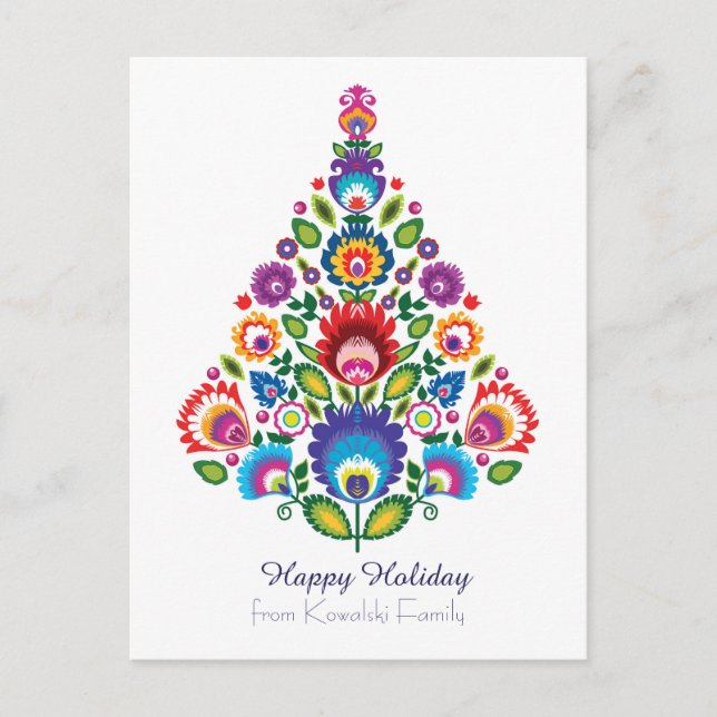 🎄Christmas tree - folklore [white] Holiday  Postcard (Front)