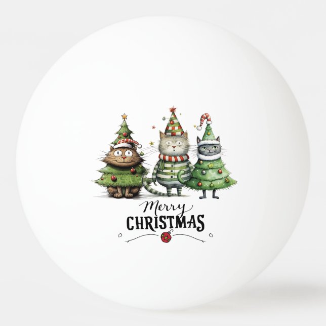  Christmas  Tree for Player who loves Cat Ping Pong Ball (Front)