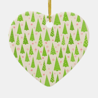 Christmas Tree Forest Customizable Retro Ceramic Ornament