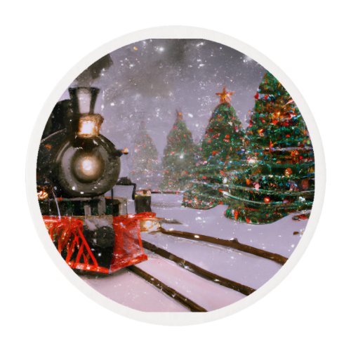 Christmas tree forest train    edible frosting rounds