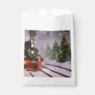 Christmas tree forest train favor bag