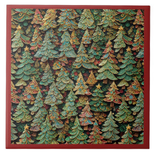 Christmas Tree Forest Whimsey Ceramic Tile