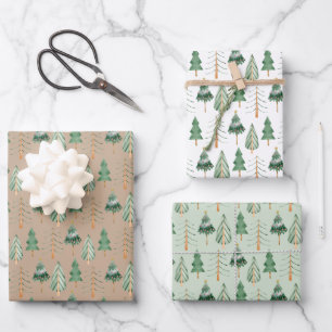 Christmas Tree Forest Wrapping Paper Sheets