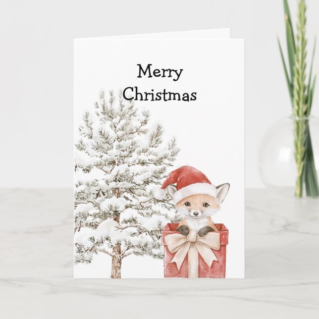 Christmas Tree Fox in a Box Card (Front)