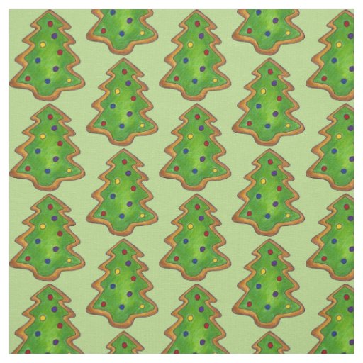 Christmas Tree Frosted Green Sugar Cookies Holiday Fabric