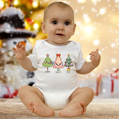 Christmas Tree Funny Baby Bodysuit