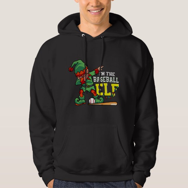 Christmas tree funny baseball elf apparel hoodie (Front)