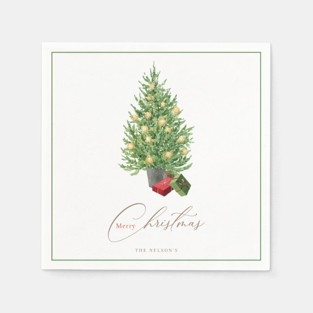 Christmas Tree & Garland Holiday Party  Napkins (Front)