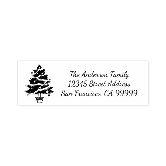 Christmas Tree Garland Self Inking Address Stamp
