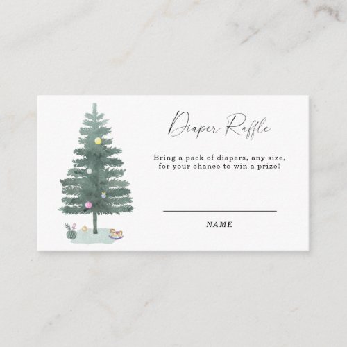Christmas tree gender neutral diaper raffle enclosure card