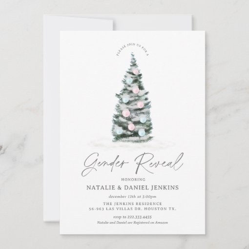 Christmas Tree Gender Reveal Baby Shower Invitation Zazzle