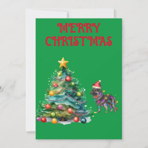 CHRISTMAS TREE  GERMAN SHEPERD WRAPPED IN LIGHTS INVITATION