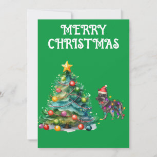 CHRISTMAS TREE & GERMAN SHEPERD WRAPPED IN LIGHTS INVITATION