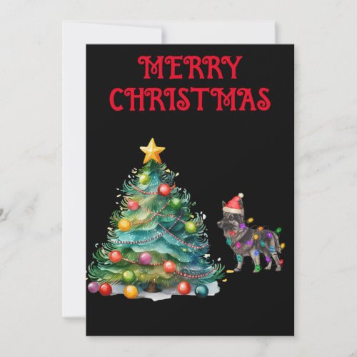 CHRISTMAS TREE  GERMAN SHEPERD WRAPPED IN LIGHTS INVITATION