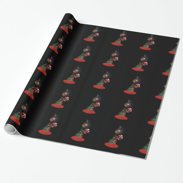 Christmas Tree Giant Candy Cane  Wrapping Paper (Unrolled)