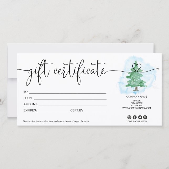 Christmas tree gift card certificate add logo (Front)