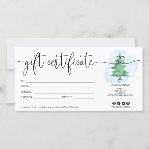 Christmas tree gift card certificate add logo