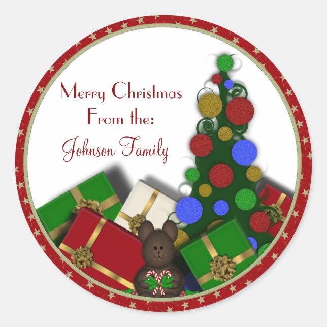 Christmas Tree Gift Classic Round Sticker (Front)