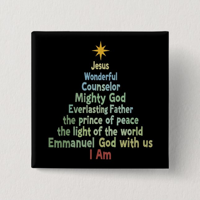 Christmas Tree Gift Faith Christian Holiday Merry  Button (Front)