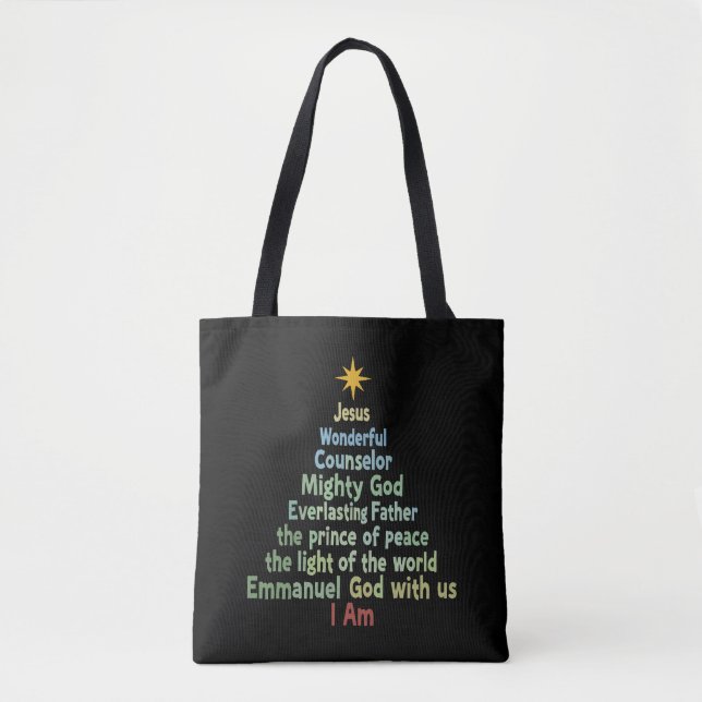 Christmas Tree Gift Faith Christian Holiday Merry  Tote Bag (Front)