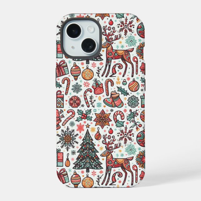 Christmas Tree Gift Pattern iPhone 15 Case (Back)