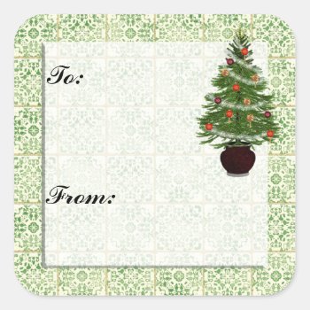 Christmas Tree Gift Tag Sticker by christmas_tshirts at Zazzle