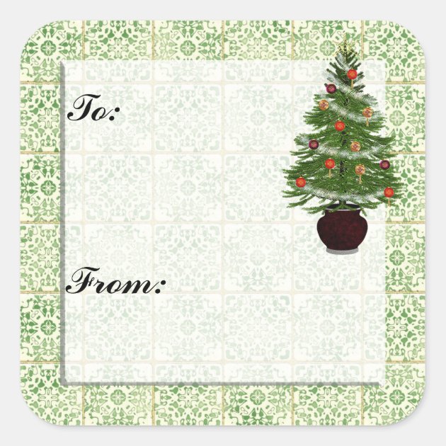 Christmas Tree Gift Tag Sticker