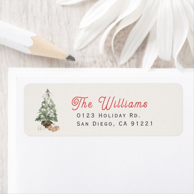 Christmas Tree & gifts Holiday Address Label (Insitu)