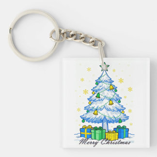Christmas Tree & Gifts Merry Christmas Acrylic Key Keychain