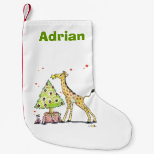 Christmas tree giraffe - add name small christmas stocking