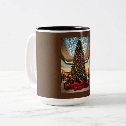 Christmas Tree Glass Design for Festive Sipping Two_Tone Coffee Mug