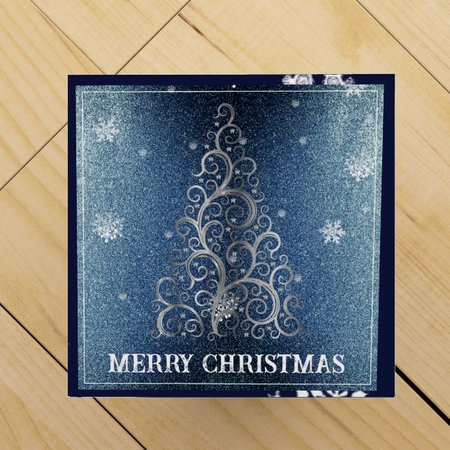 Christmas Tree Glitter and Snowflakes | Blue Wine Box (Top)