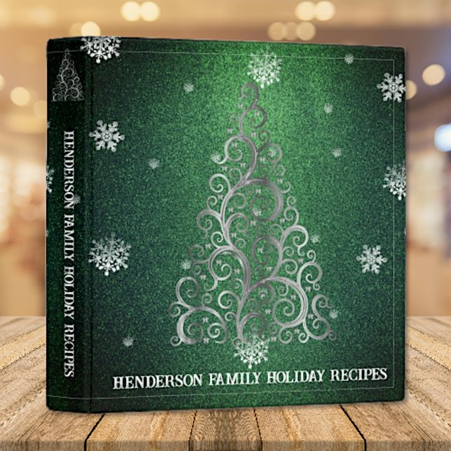 Christmas Tree Glitter and Snowflakes | Green 3 Ring Binder (Creator Uploaded)