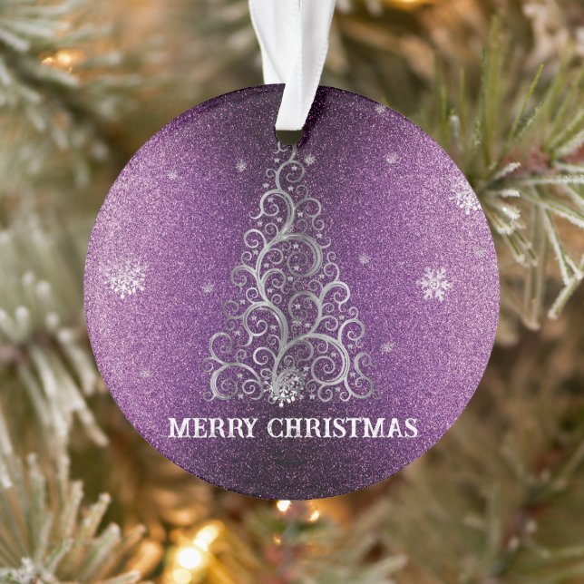 Christmas Tree Glitter and Snowflakes | Magenta Ornament (Tree)