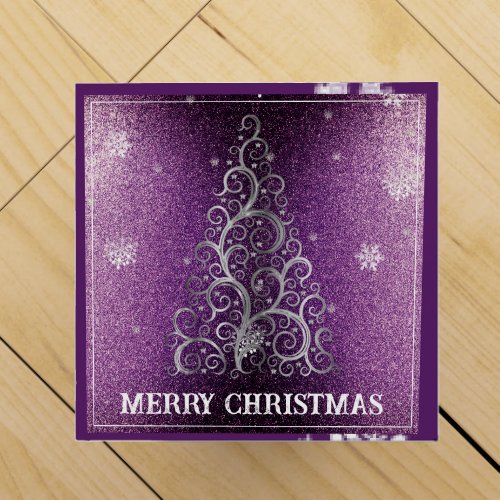 Christmas Tree Glitter and Snowflakes  Magenta Wine Box