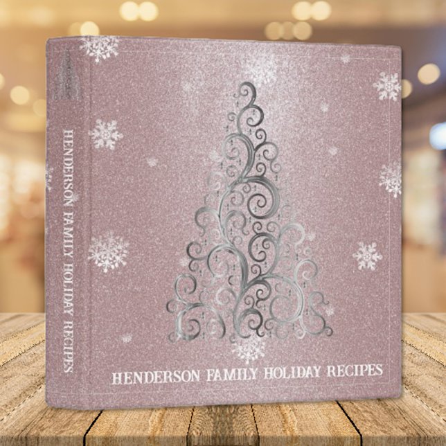 Christmas Tree Glitter and Snowflakes | Pink 3 Ring Binder (Creator Uploaded)
