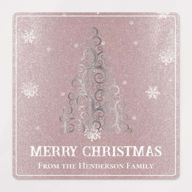 Christmas Tree Glitter and Snowflakes | Pink Labels (Design 1)