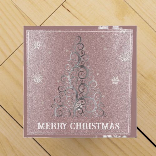 Christmas Tree Glitter and Snowflakes  Pink Wine Box