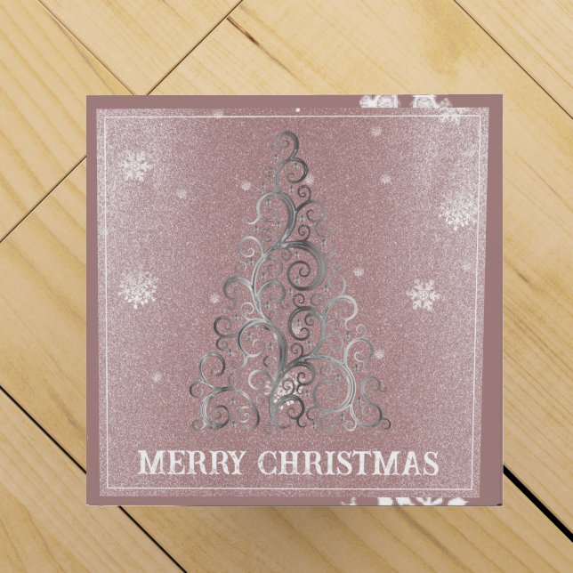 Christmas Tree Glitter and Snowflakes | Pink Wine Box (Top)