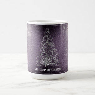 Christmas Tree Glitter and Snowflakes   Purple Coffee Mug