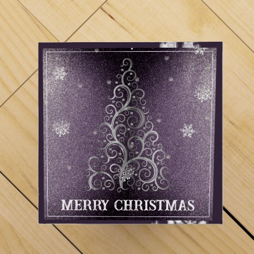 Christmas Tree Glitter and Snowflakes  Purple Wine Box
