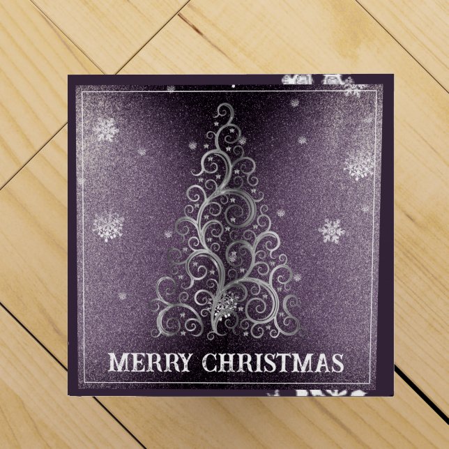 Christmas Tree Glitter and Snowflakes | Purple Wine Box (Top)