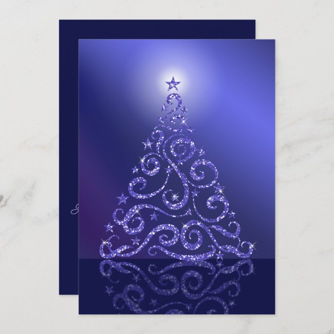 Christmas Tree Glittering Blue Stars and Sparkles