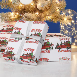 Christmas Tree Gnome Truck Wrapping Paper