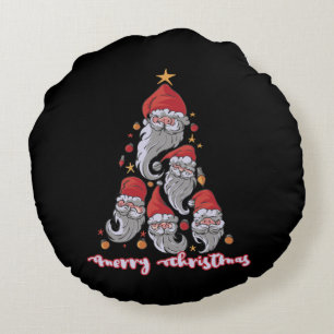Christmas Tree Gnomes with Santa Hat Round Pillow
