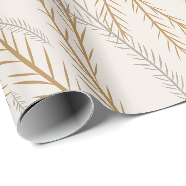 Christmas Tree Gold and SIlver Branches Pattern Wrapping Paper (Roll Corner)