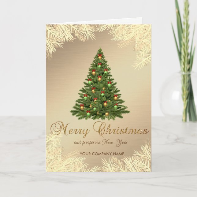 Christmas Tree, Gold Branches , Corporate Holiday Card (Front)