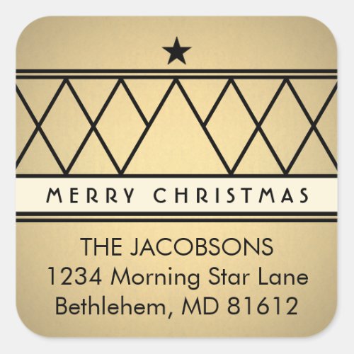 Christmas Tree Gold Faux Foil Return Address Label